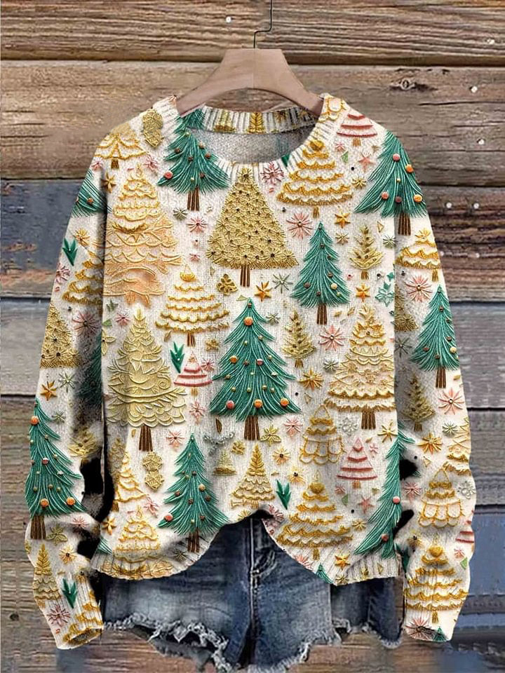 Christmas Tree  Art Print Knit Pullover Sweater