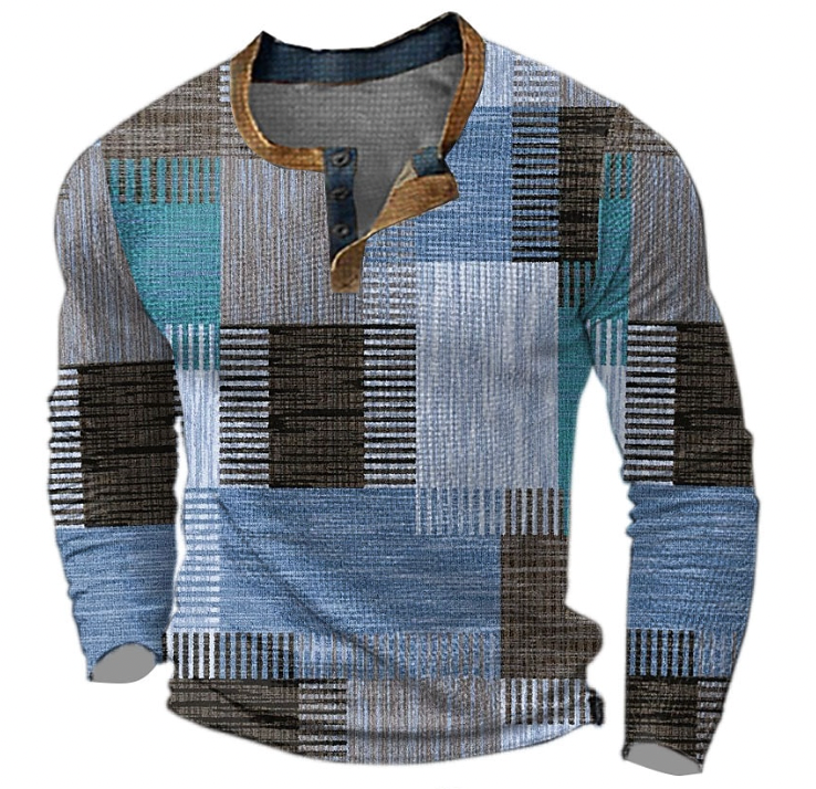 Fré | Stylish Henley shirt with geometric pattern
