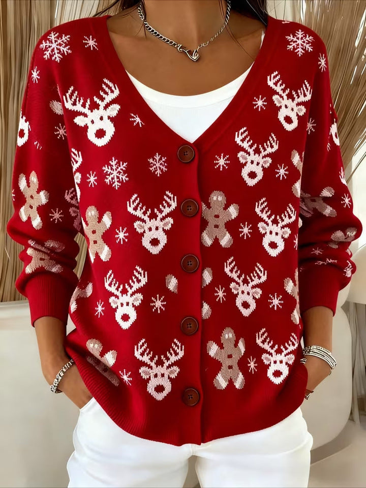 Elyse | Reindeer Fair Isle Cardigan
