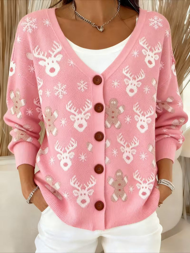 Elyse | Reindeer Fair Isle Cardigan