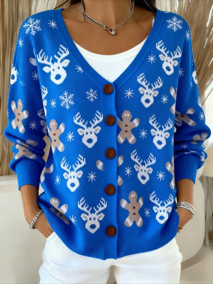 Elyse | Reindeer Fair Isle Cardigan