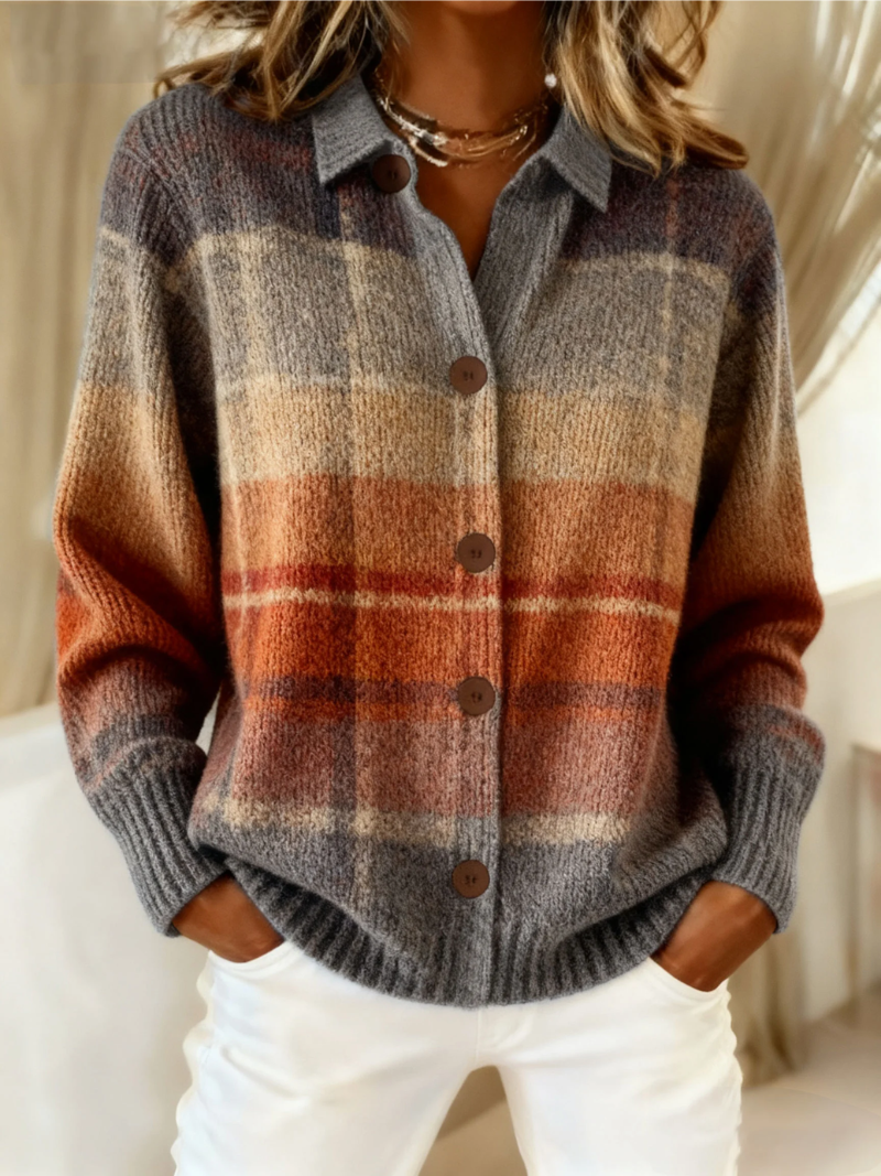 Fleur – Checkered blouse in warm autumnal shades